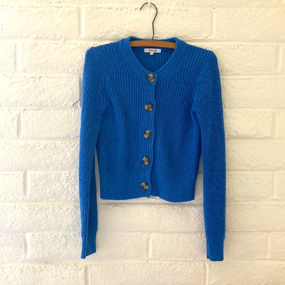 Madewell Sweaters - Madewell Textured Knit Blue Cardigan Sweater